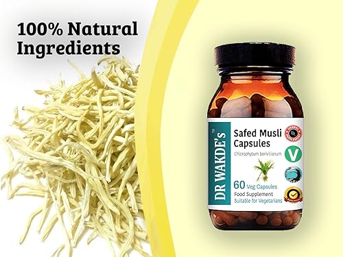 Miniatura 7 de DR WAKDE'S Cápsulas Safed Musli (Chlorophytum borivilianum, 60 cápsulas vegetales, suplemento a base de plantas, hierba ayurvédica, todo natural,