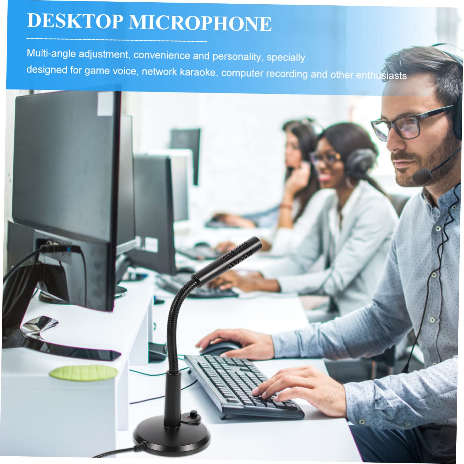 NUOBESTY USB Microphone Base for Laptop Desktop Mic for Gaming Voice Chat Live Streaming and Recording Compatible Various Devices
