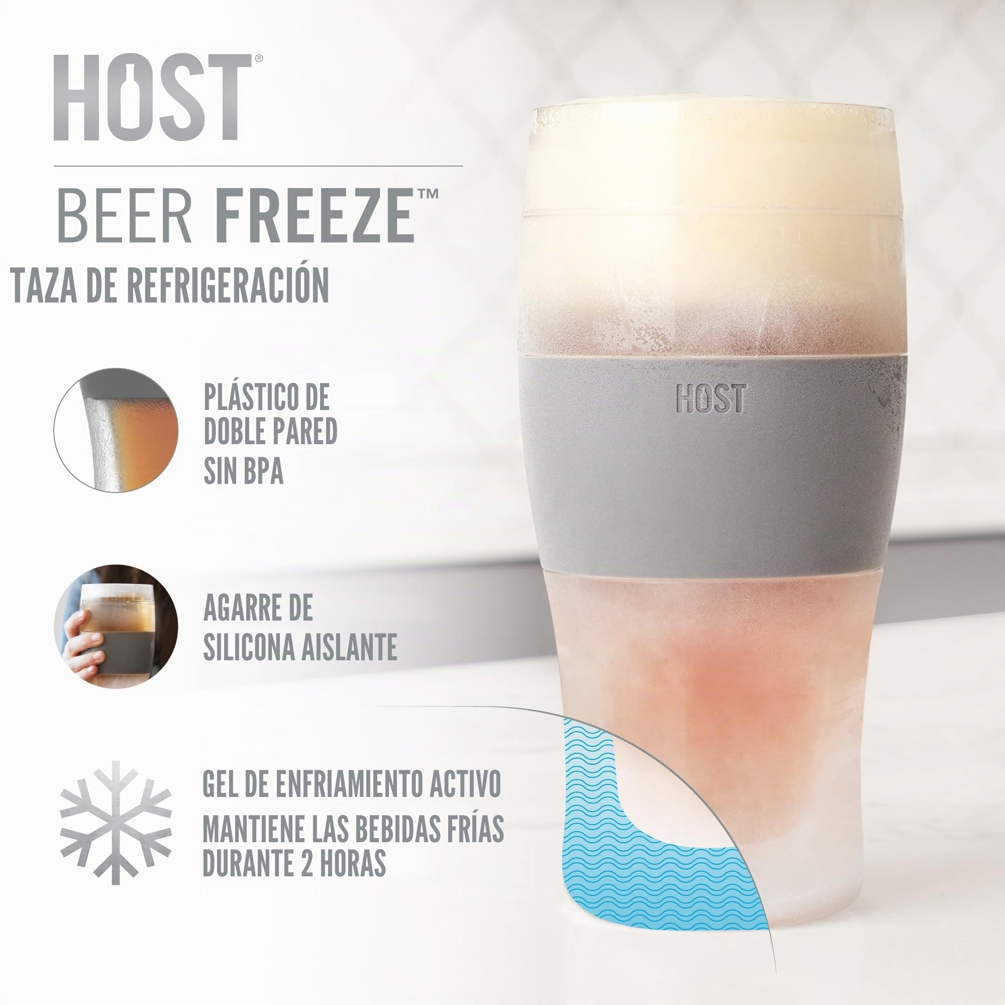 HOST 3309 - Vasos de cerveza (2 unidades, cristal, 473 mililitros), color gris