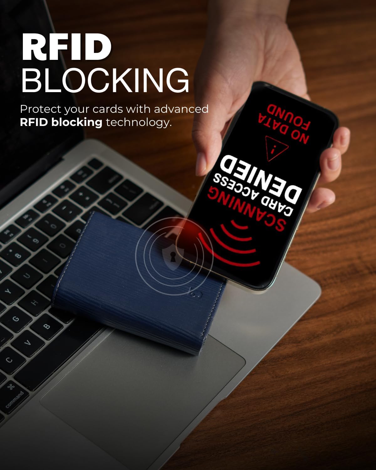 Jenoss Smart Wallet For Men: Full Grain Leather, Handcrafted, Slide Metal Pop Up Case, Slim RFID Blocking Credit Card Holder, Minimalist, Compact - 9-12 Card Organizers | ID | Money Clip (EPI Navy) - Image 5