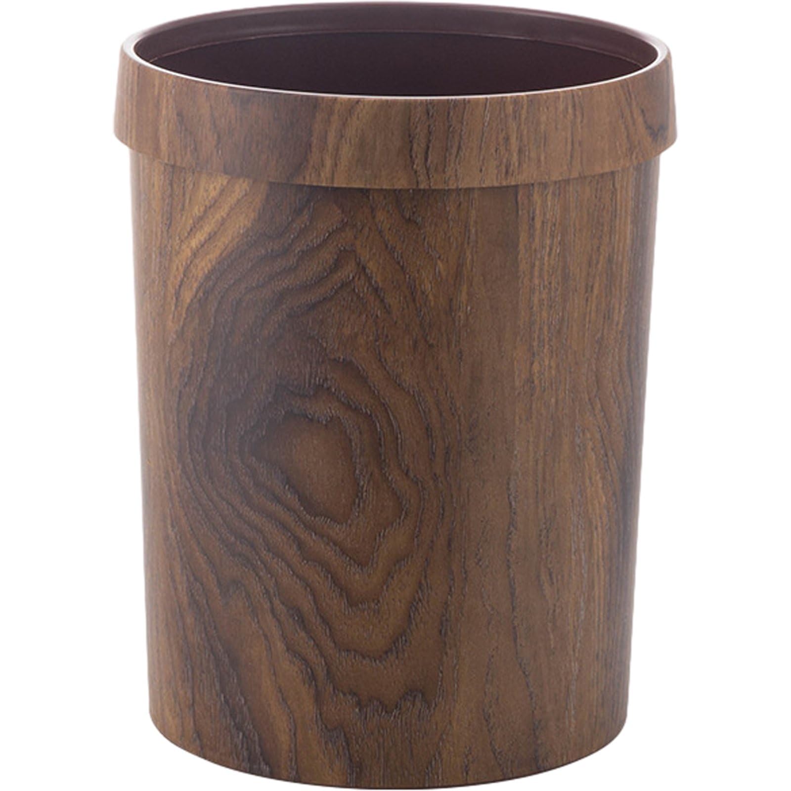 Poubelle à grain de bois ronde pour ranger le bureau sans gâcher la décoration