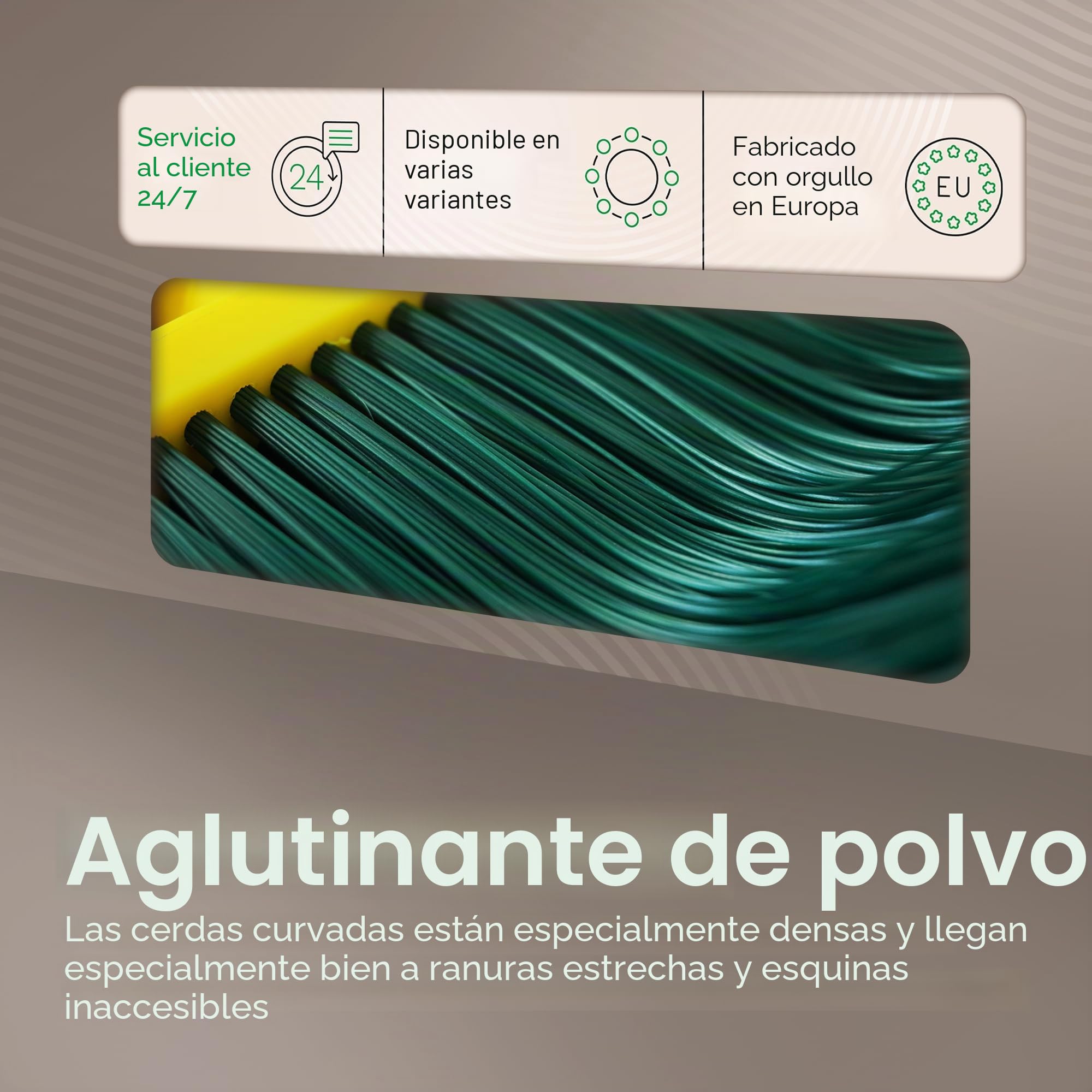 Novaliv Premium con Mango de 40 cm, Escoba de Cerdas Curvas, Cabezal de Plástico para Jardín, Césped Artificial y Camping - Rascadora Especial