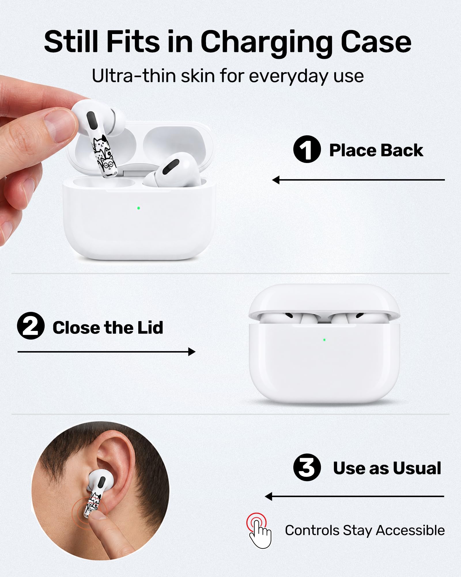 ROCKMAX for AirPods Pro 2 Skin Accessories, Black Cats Sticker