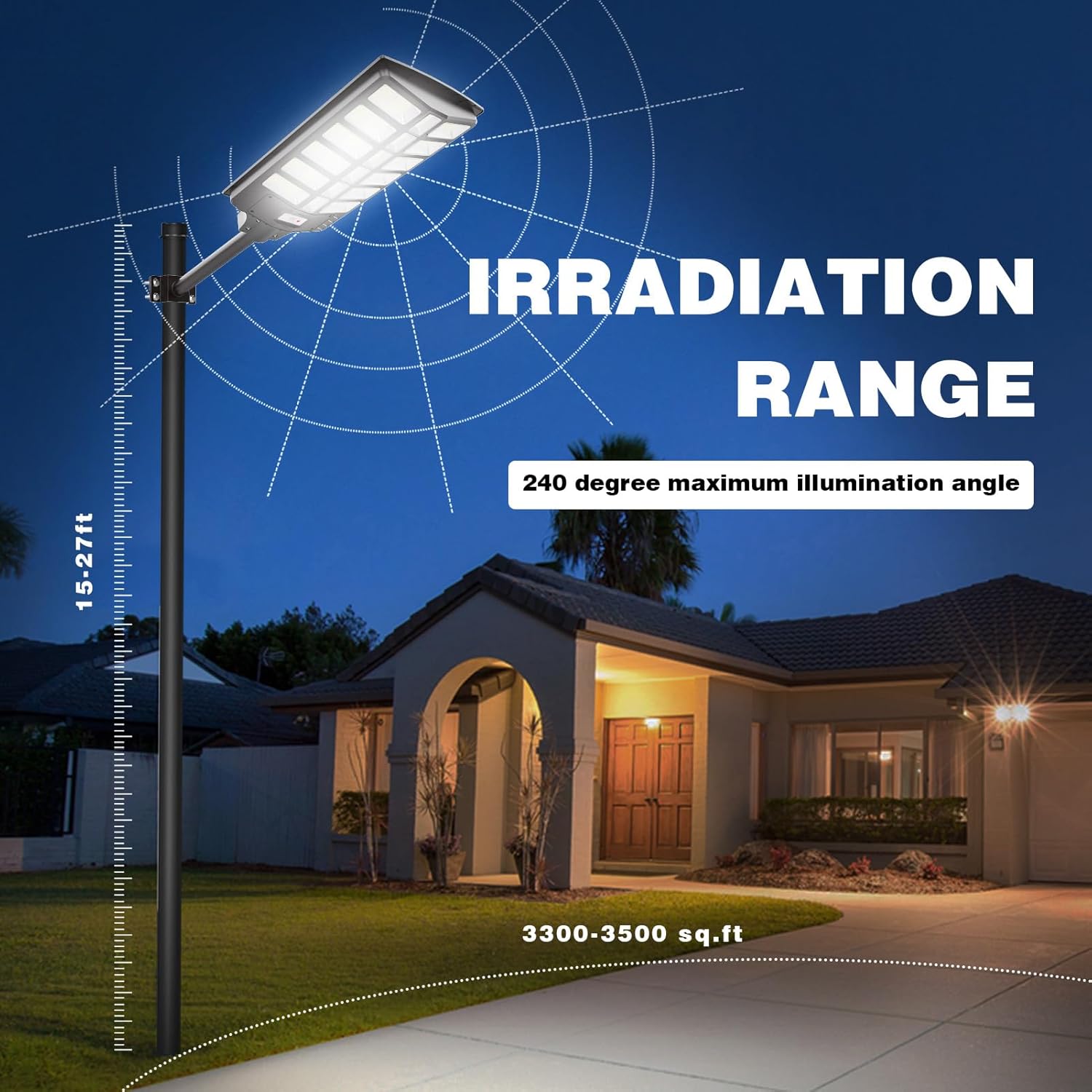 2 Pack 7000W Solar Street Lights Outdoor, 700000LM IP67 Waterproof Solar Lights Outdoor with Remote, Dusk to Dawn Motion Sensor Solar Parking Lot Lights, LED Flood Light for Yard Garden Driveway