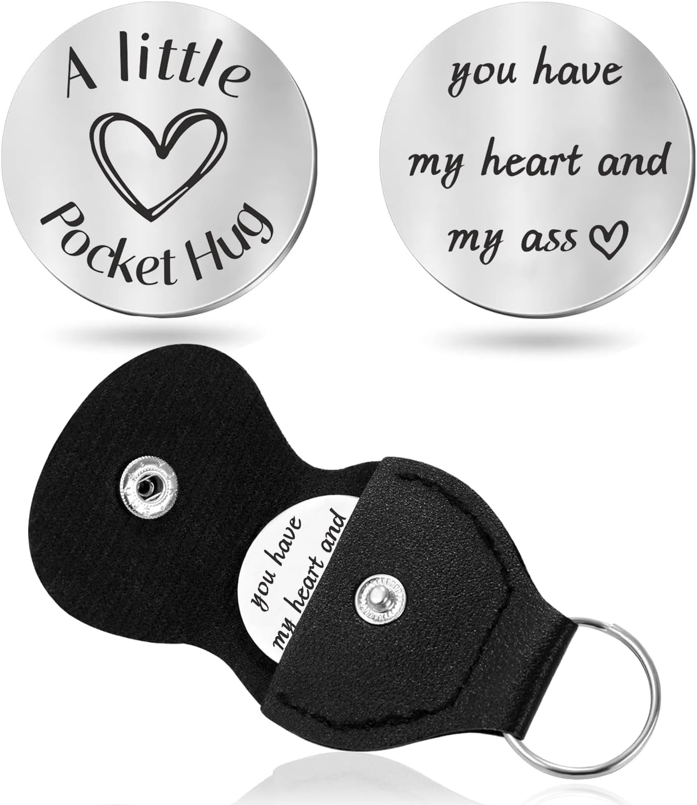 Teniinet Pocket Hug Token Keychain for Men Him, Funny Boyfriend Gifts From Girlfriend, Long-distance Couple Gifts for Husband From Wife Christmas Birthday Valentine
