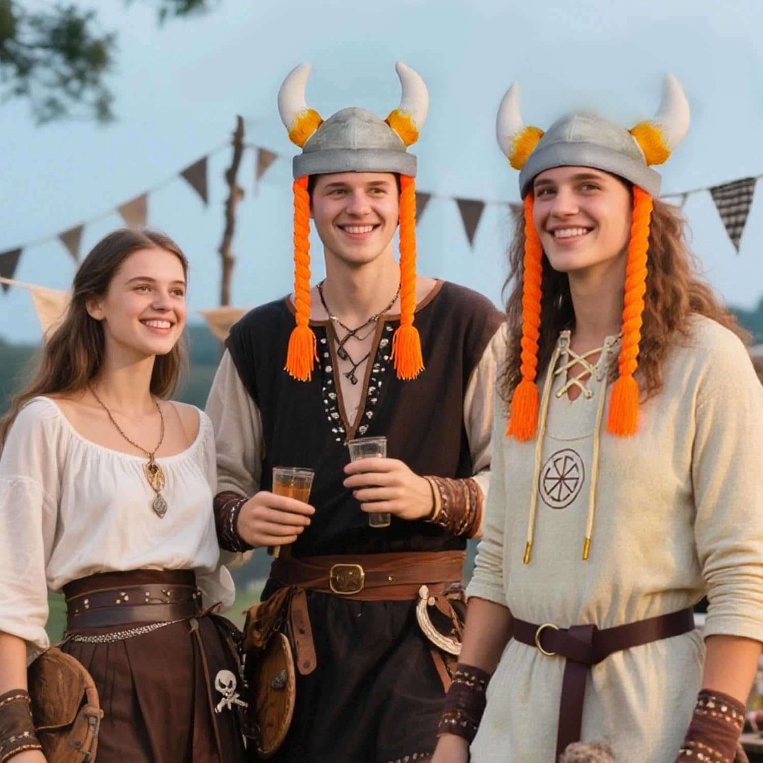 Viking Costume Set Barbarian Warrior Costume Viking Hat Medieval Dress Up Cosplay Themed Parties - Image 7