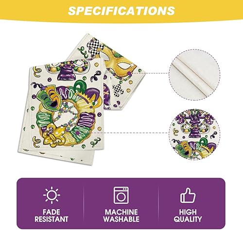 Miniatura 5 de Artoid Mode Máscara de cuentas de lirios, sombrero de rosquilla, camino de mesa de Mardi Gras, decoración de mesa de comedor para decoración de