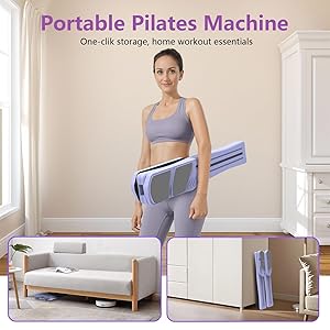 Pilates Board for Home Workout - Upgraded 7 in 1 Foldable Pilates Reformer Set, Multifunctional Ab Trainer with Resistance Bands & LED Timer, Pilates Board for Women Full Body Workout