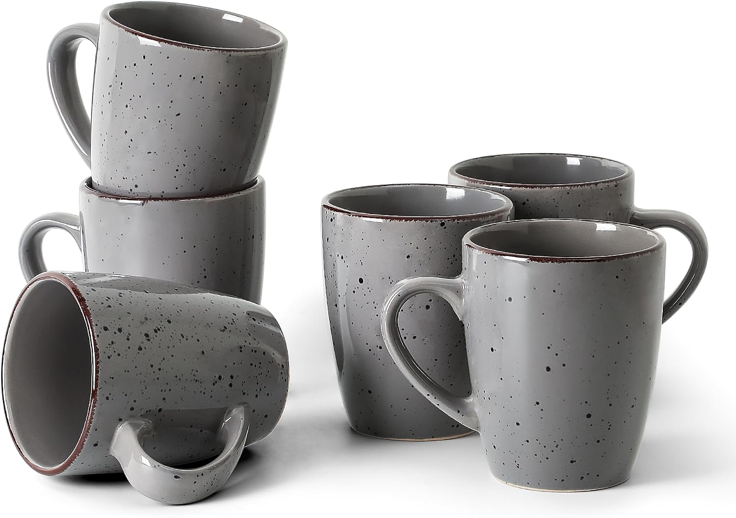 FUN ELEMENTS Coffee Mugs Set of 6, 12.8 oz Ceramic Speckled Coffee Cups Set