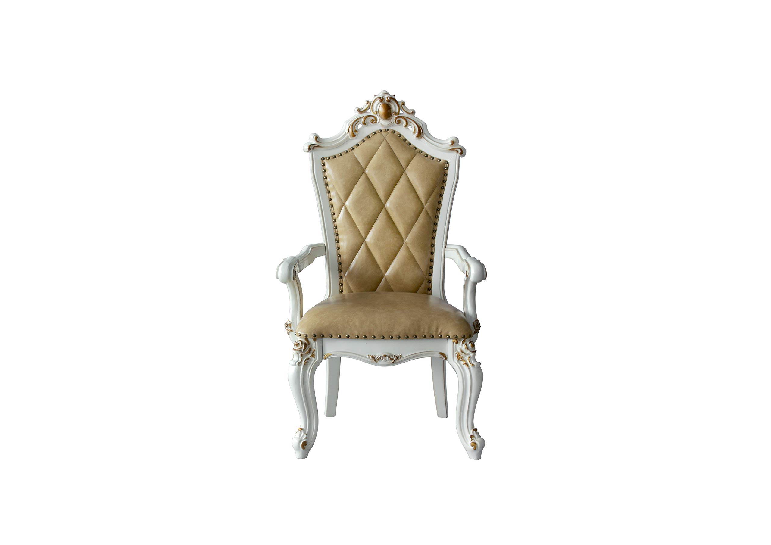 ACME Furniture Picardy Arm Chair (Set of 2), PU and Antique Pearl