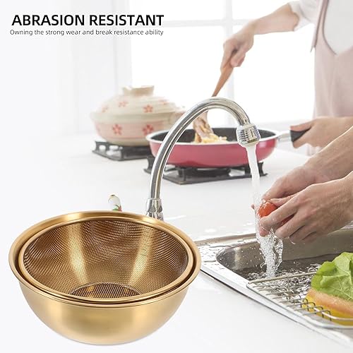 Miniatura 4 de Luxshiny Cesta coladora de acero inoxidable con colador de malla fina y lavabo para lavar verduras, frutas y arroz, herramienta organizadora de