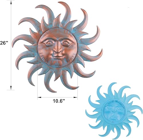 Miniatura 2 de VZVXCC Arte de pared de metal para decoración al aire libre  Escultura de pared de metal con cara de sol, decoración colgante para interiores y