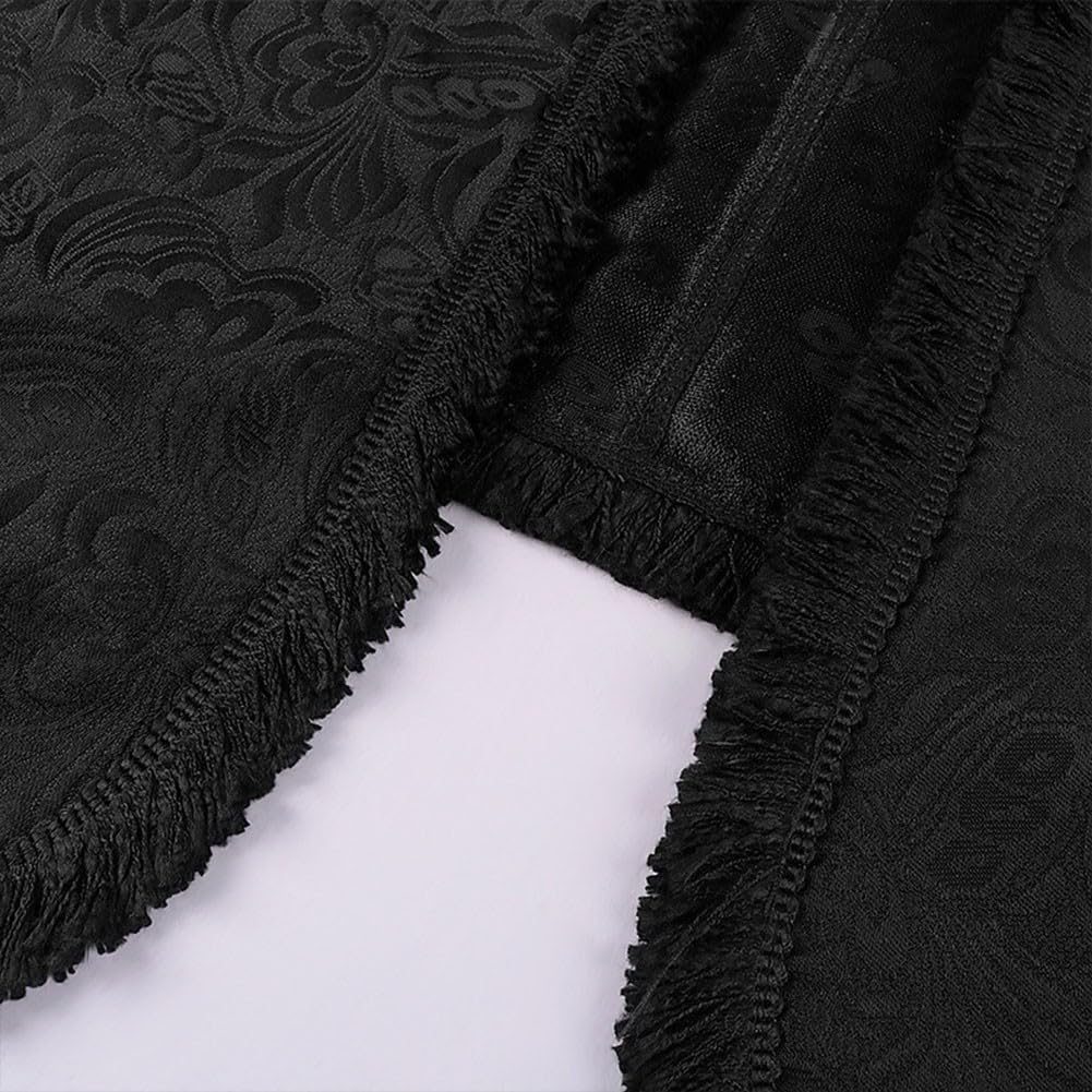 Jacquard Steampunk - Media falda escocesa medieval gótica para hombre, falda escocesa con frente abierto (XL, negro)