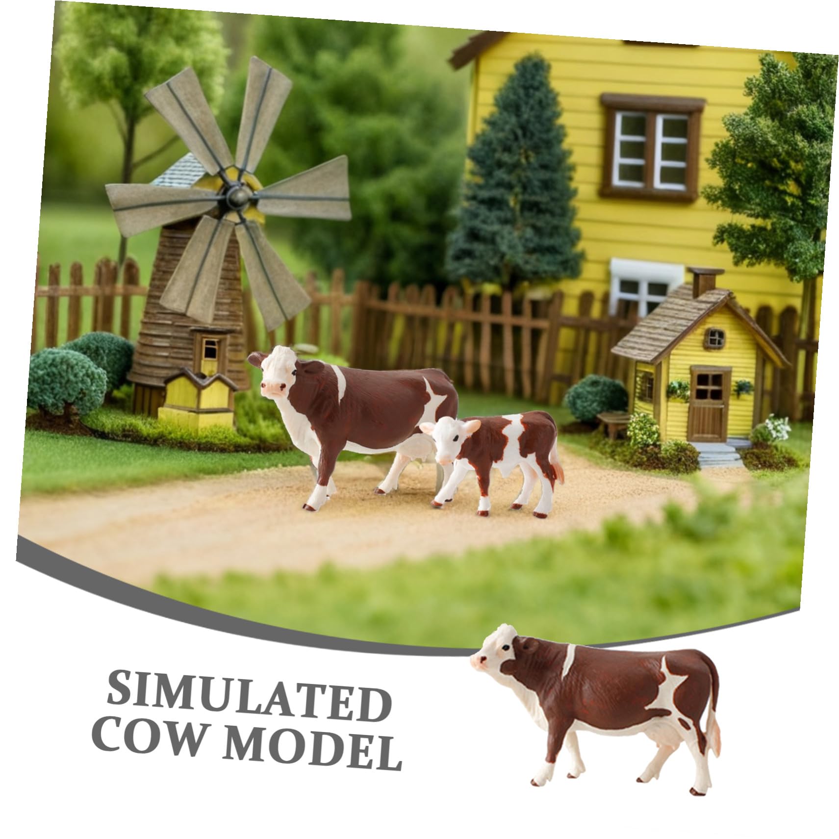 Hohopeti Juguete Modelo de Vaca Blanco 4 Piezas PVC Educativo para Niños