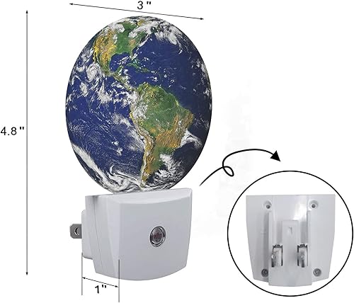 Miniatura 2 de Axayaz Luz de noche azul planeta verde montaña blanco en negro universo espacio enchufe en lámpara de noche sensor automático energía eficiente