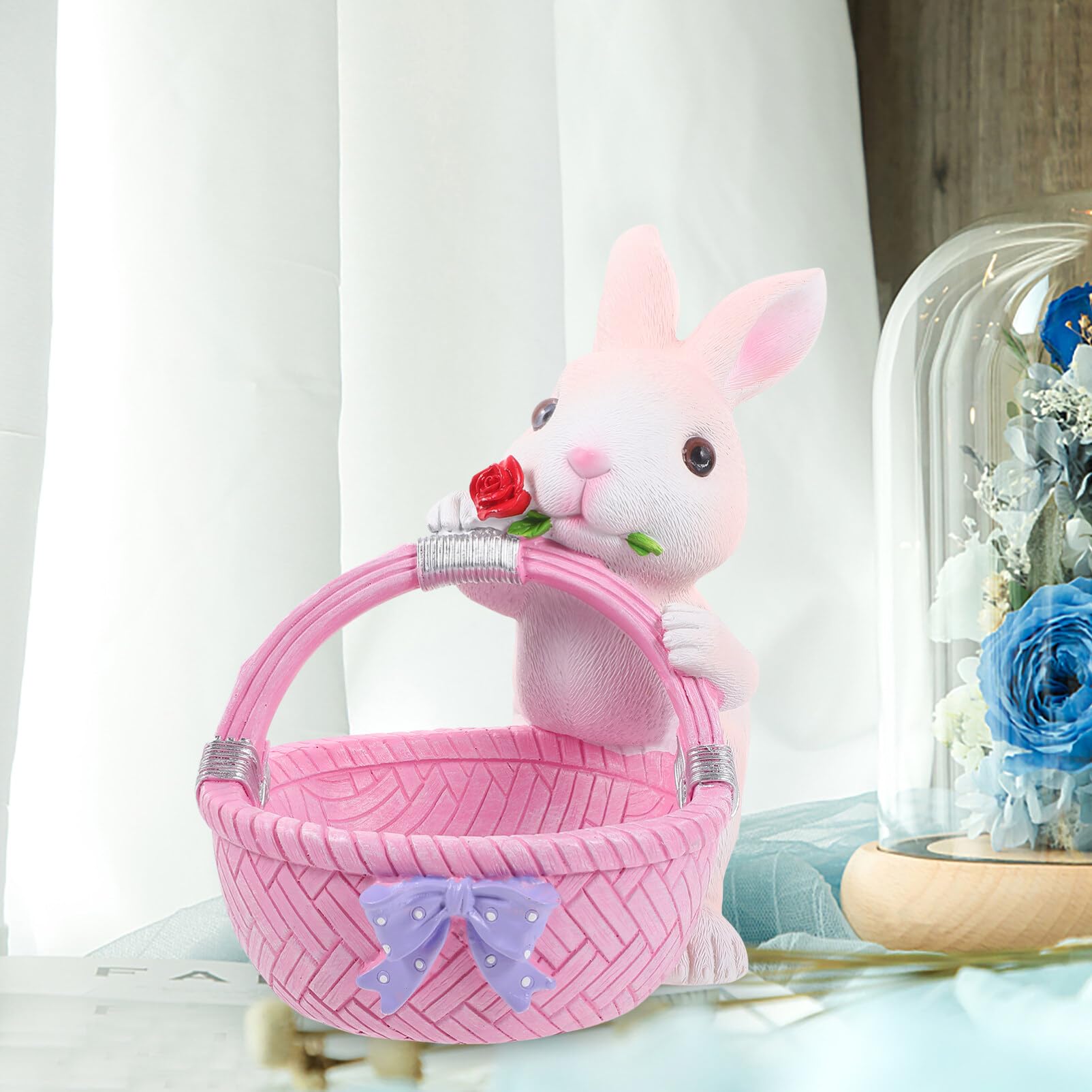 STOBAZA Décoration De Pâques Résine Statue De Lapin Panier pour Bureau Ornement De Bureau Forme De Lapin Cartoon pour Fête De Pâques