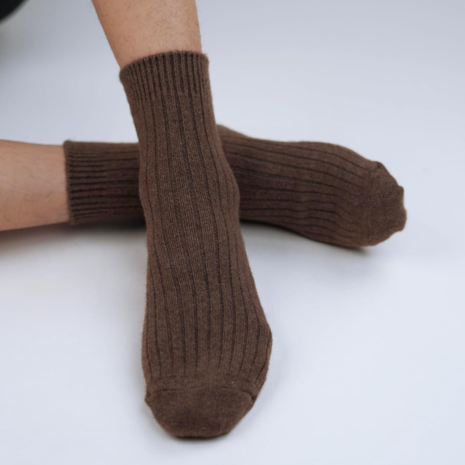 Natural Yak Wool Thick Socks - Un-dyed Bed Socks for Poor Blood Circulation, Made in Mongolia, Unisex