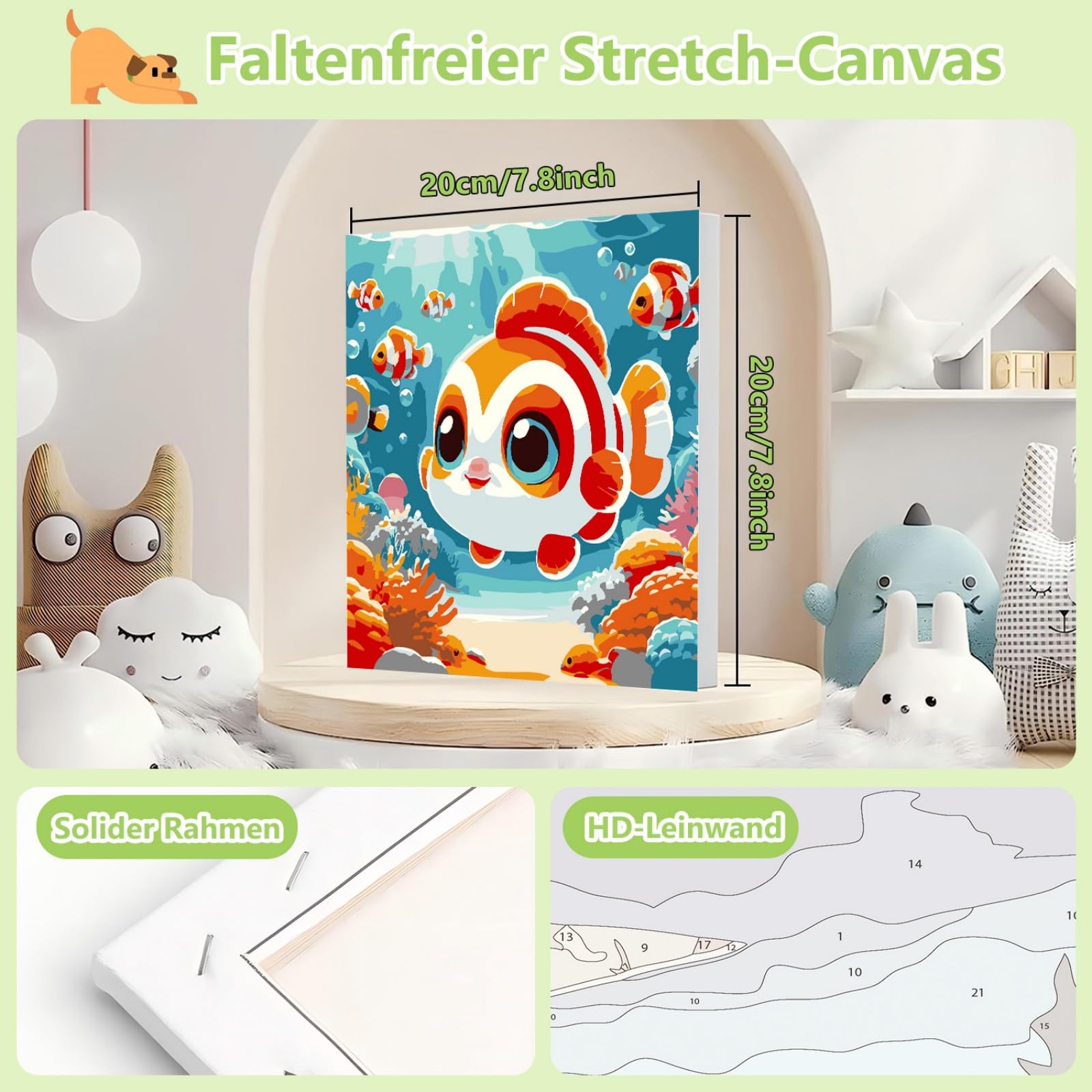 Gutluz Ensemble de peinture par numéros pour enfants avec cadre - Peinture d'animaux par numéros pour enfants de 6 à 12 ans - Mini peinture par numéros avec cadre, pinceaux - Arts