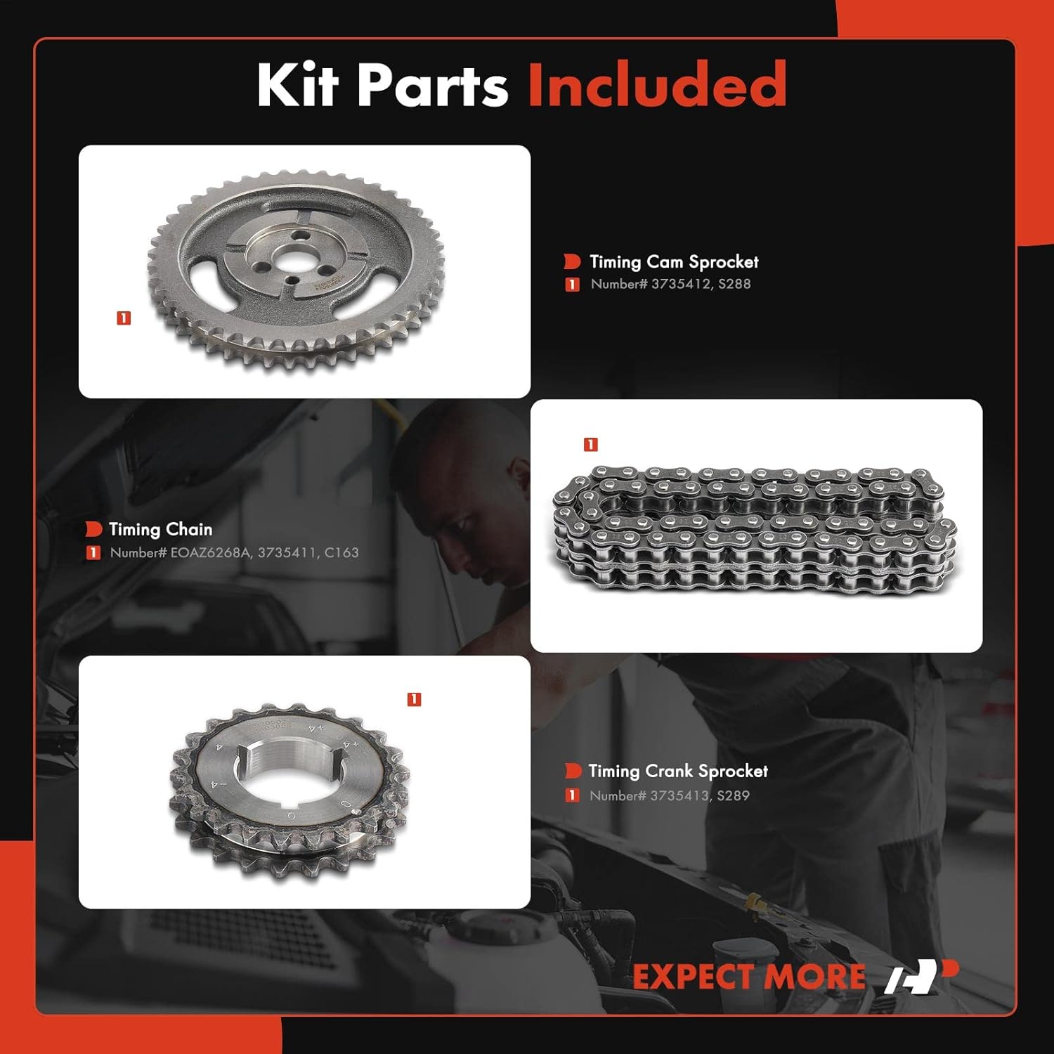 A-Premium Engine Timing Chain Kit W/Sprocket [fits OHV, 6/8Cyl] Compatible with Chevy & GMC Vehicles fits for Camaro, Malibu, Nova, C/K/G Class, Jimmy, Blazer, P30, Sprint