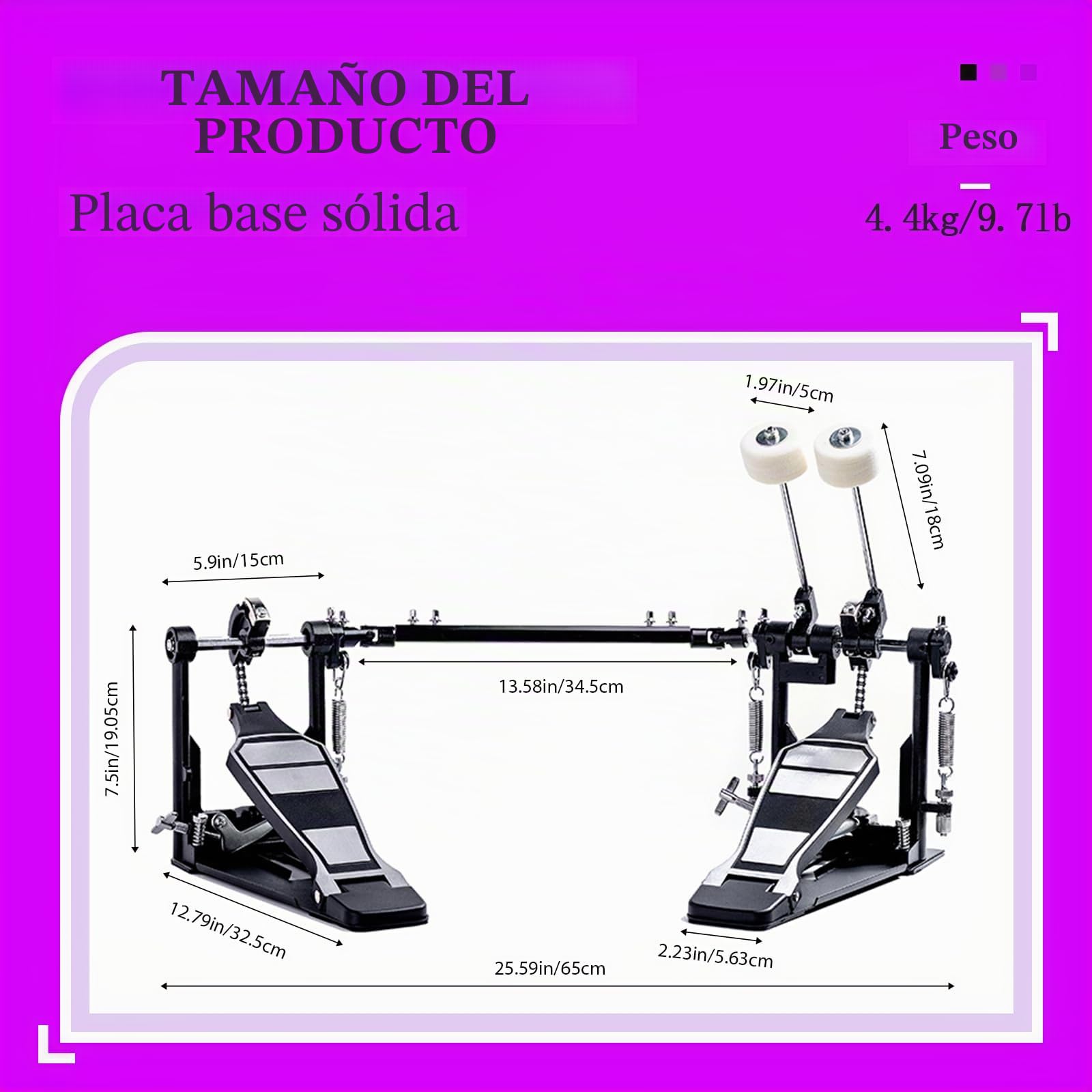 Doble pedal bombo, double bass drum pedal, accesorios de percusión profesional (V-FK15)