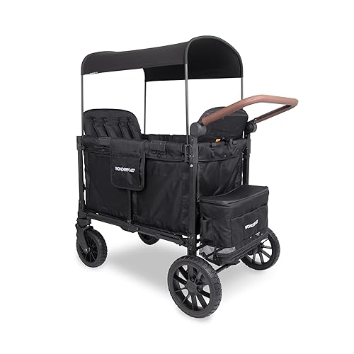 Miniatura 6 de WONDERFOLD W4 Luxe Pro Stroller Wagon (4 plazas)  Cochecito plegable con asientos con arneses de seguridad de 5 puntos y toldo ajustable para el