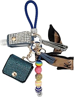 bling Keychain Wristlet Set with Wallet and Hand Sanitizer,Nail clipper,coin purse Key chain for Women