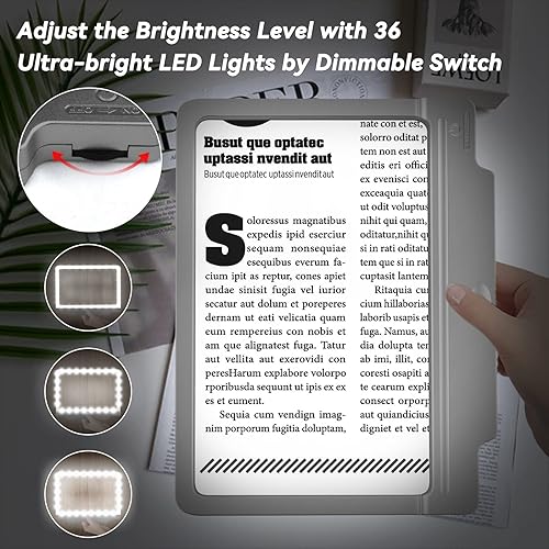 Miniatura 2 de Lupa 4X para lectura lupa grande y ligera con 36 luces LED de atenuación ultra brillantes que proporcionan un área de visualización de página
