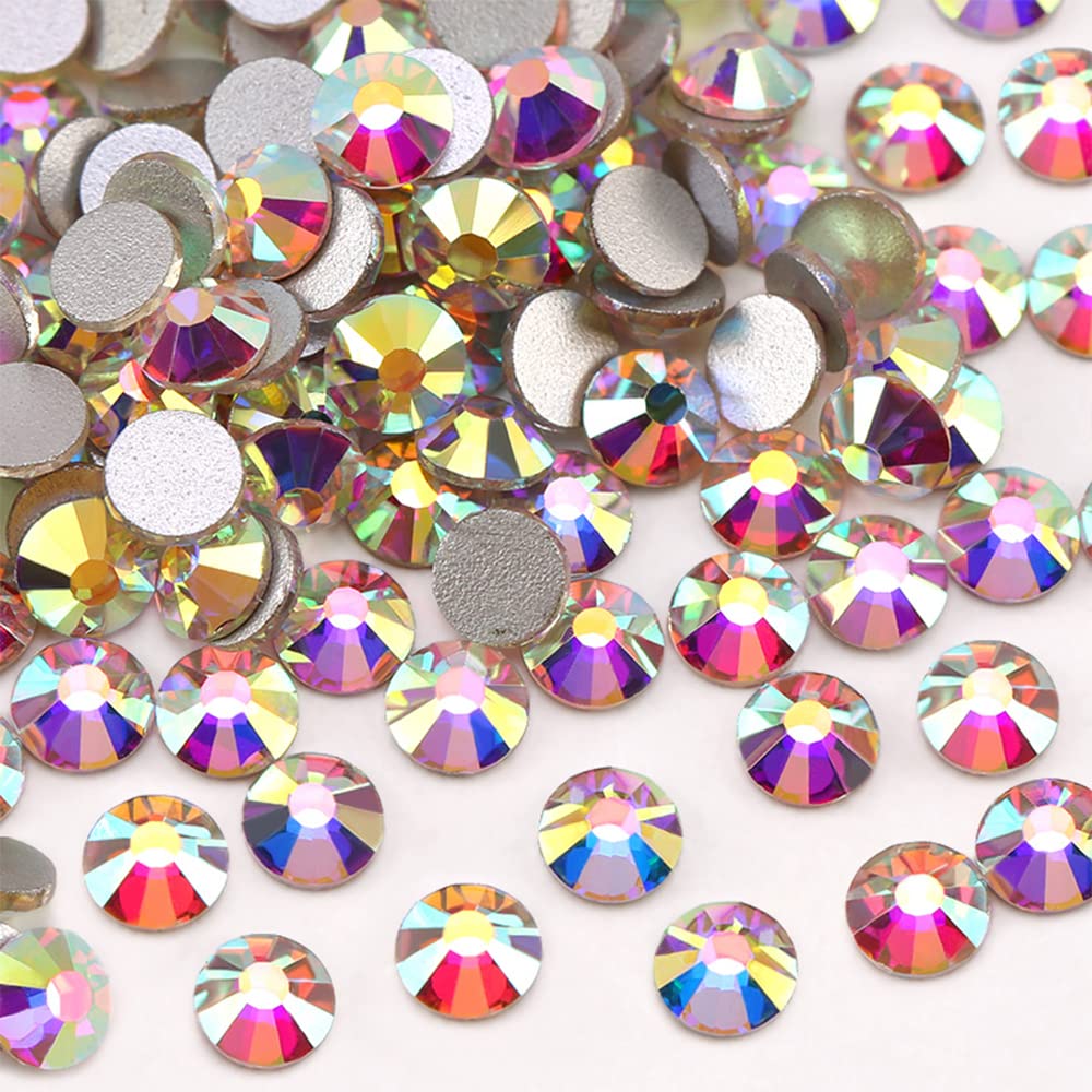 CENPEK 5760 Pieces Hot Fix Rhinestones Stones Crystal Round Flatback Rhinestones Gems Glass Stones in Storage Box (Crystal AB)