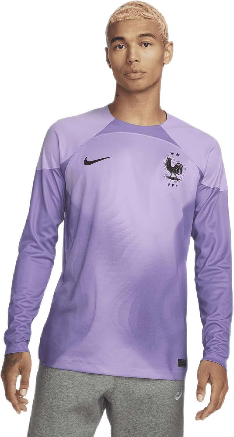 Nike French Football Federation FFF 2022/23 Stadium Goalkeeper Jersey DN0664-581 Lilac-Space Purple-Black Men's Large