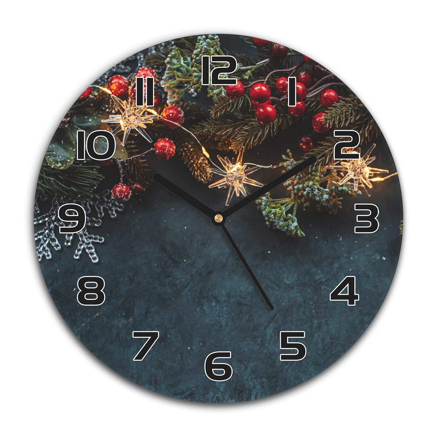 Horloge murale Noël en verre 30 cm silencieuse Coloray pour salon