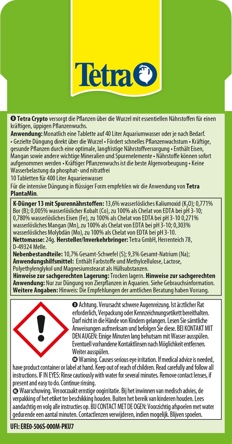 Tetra Crypto fertilizer tablets - for lush and healthy root formation of  aquatic plants in aquarium, 30 tablets : Amazon.nl: Pet Supplies