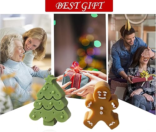 Miniatura 4 de TOPYS Paquete de 2 moldes de silicona 3D para velas, árbol de Navidad + molde de hombre de jengibre, molde de fondant de Navidad para hacer velas y