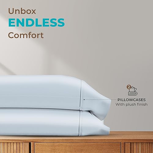 Miniatura 10 de Juego de 2 fundas de almohada de 800 hilos 100 % algodón egipcio, fundas de almohada color plateado tamaño Queen, almohadas de fibras largas