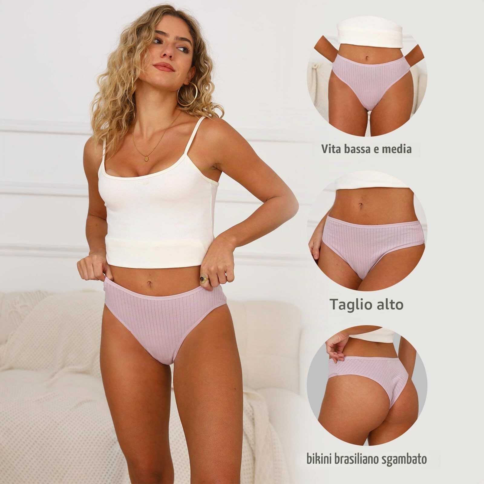 Tanga Classico in Cotone per Biancheria Intima Sexy E Mutandine da Donna Multicolore S-XL