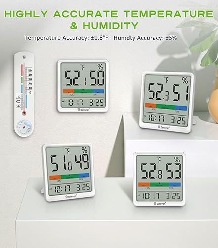 Miniatura 3 de Geevon Termómetro digital para interiores, higrómetro, medidor de humedad de temperatura inalámbrico con índice de comodidad, 1 batería AAA,