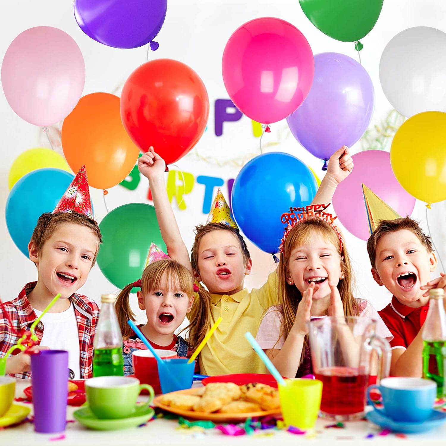 Decorlife 110 Pack Balloon Decorations Kit - 12 Inches Balloons for Rainbow Party Decoration, Strong Latex Balloons Bulk for Helium or Air Use