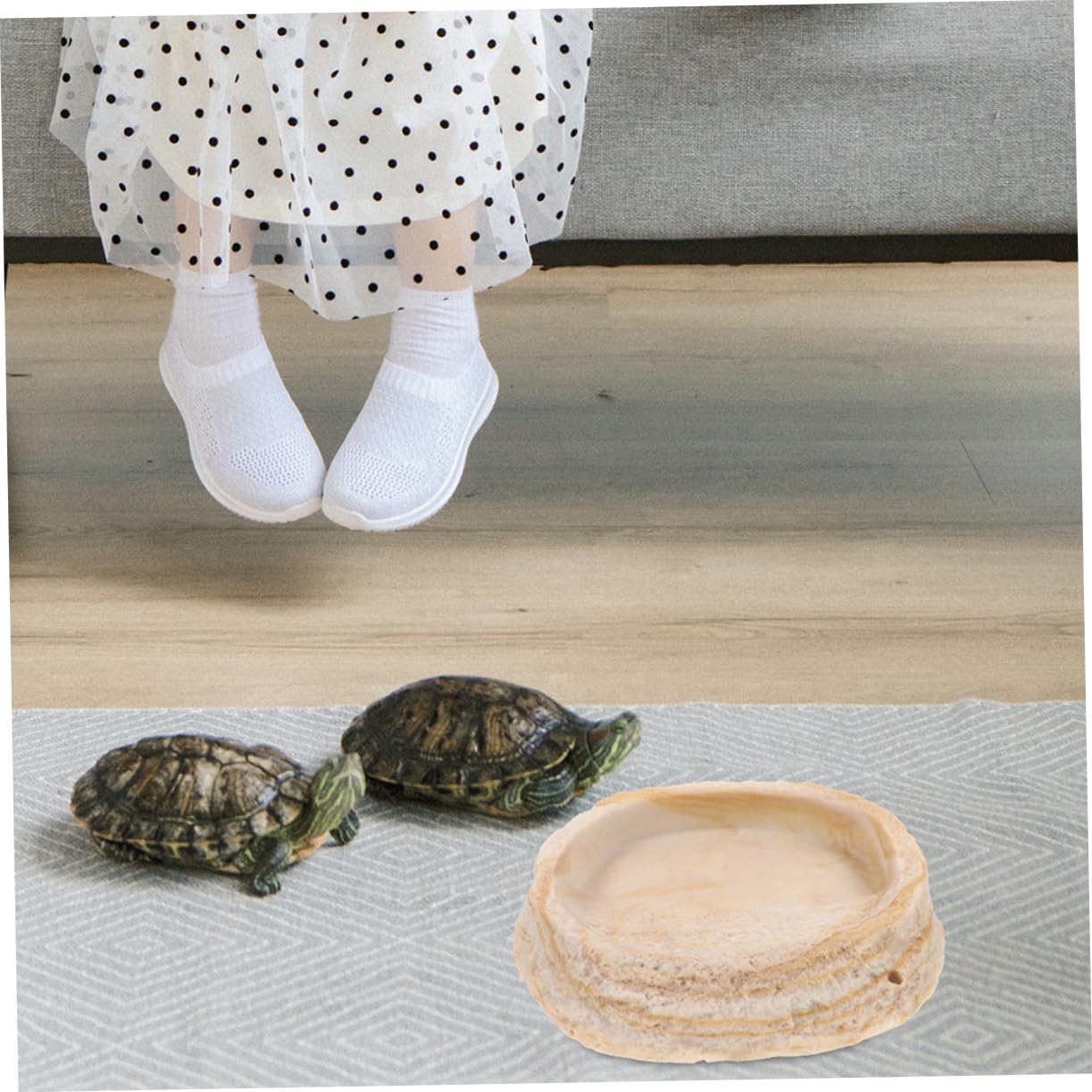2piezas Tazón De Alimentación para Reptiles Comedero y Bebedero De Resina Diseño De Roca para Terrarios y Hábitats De Reptiles