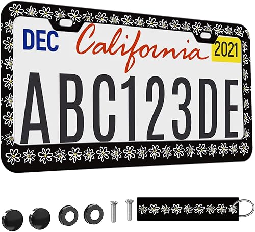 Miniatura 9 de 2 piezas Marco de matrícula azul con diseño de bosque montañoso para mujeres, marcos de etiqueta decorativa de coche azul montañoso para chicas,