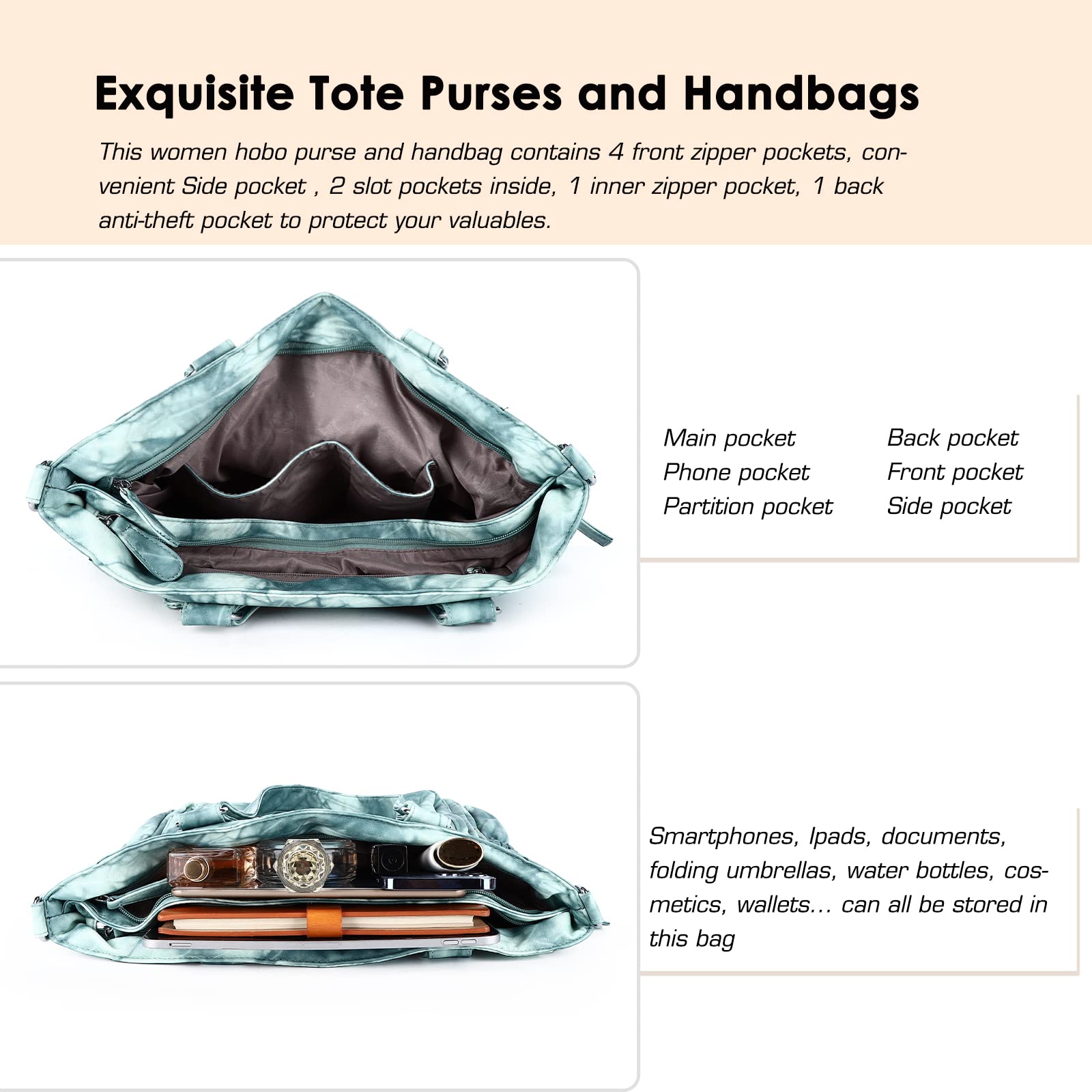 Angel Kiss Large Purses for Women Soft PU Leather Hobo Bag for Women Shoulder Bags