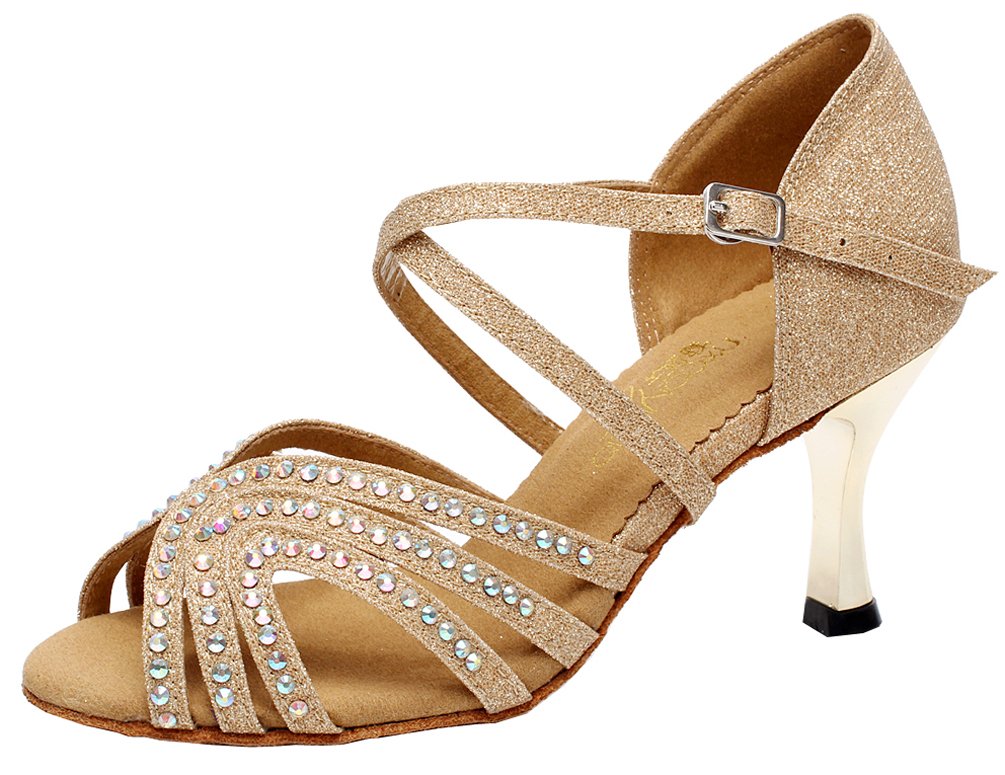 Chaussures de danse latine strassées couleur chair pour briller en soirée - 5