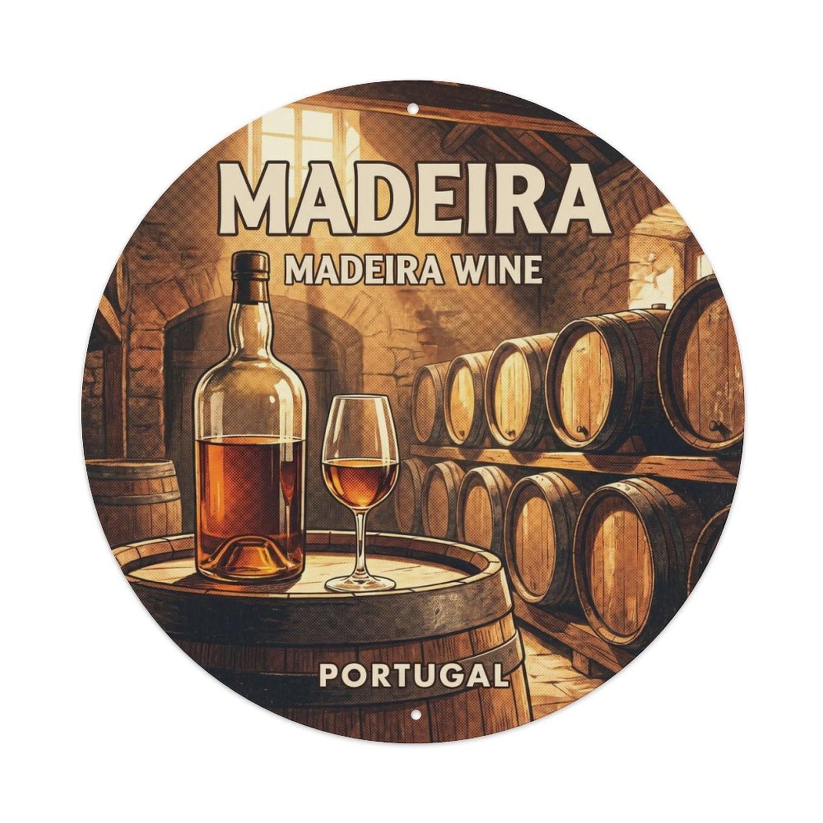 Olyhtr 8X8inch Classic Style Portugal Madeira Estreito Wine Regional Cuisine Metal Tin Sign