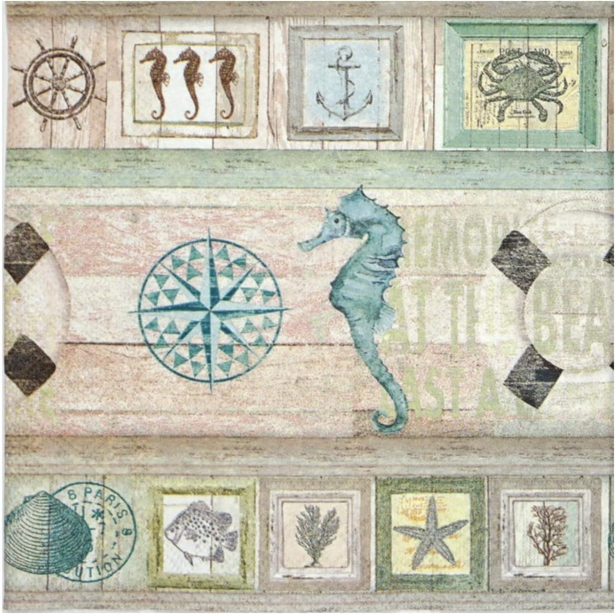 Ambiente Studio Under The Sea Wood Planks Paper Luncheon Napkins, 20 ct