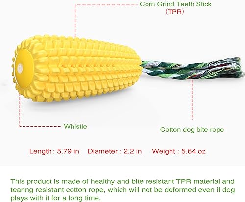 Miniatura 8 de Juguetes masticables para perros, juguetes para perros para masticadores agresivos de raza pequeña, mediana y grande, juguetes interactivos de maíz