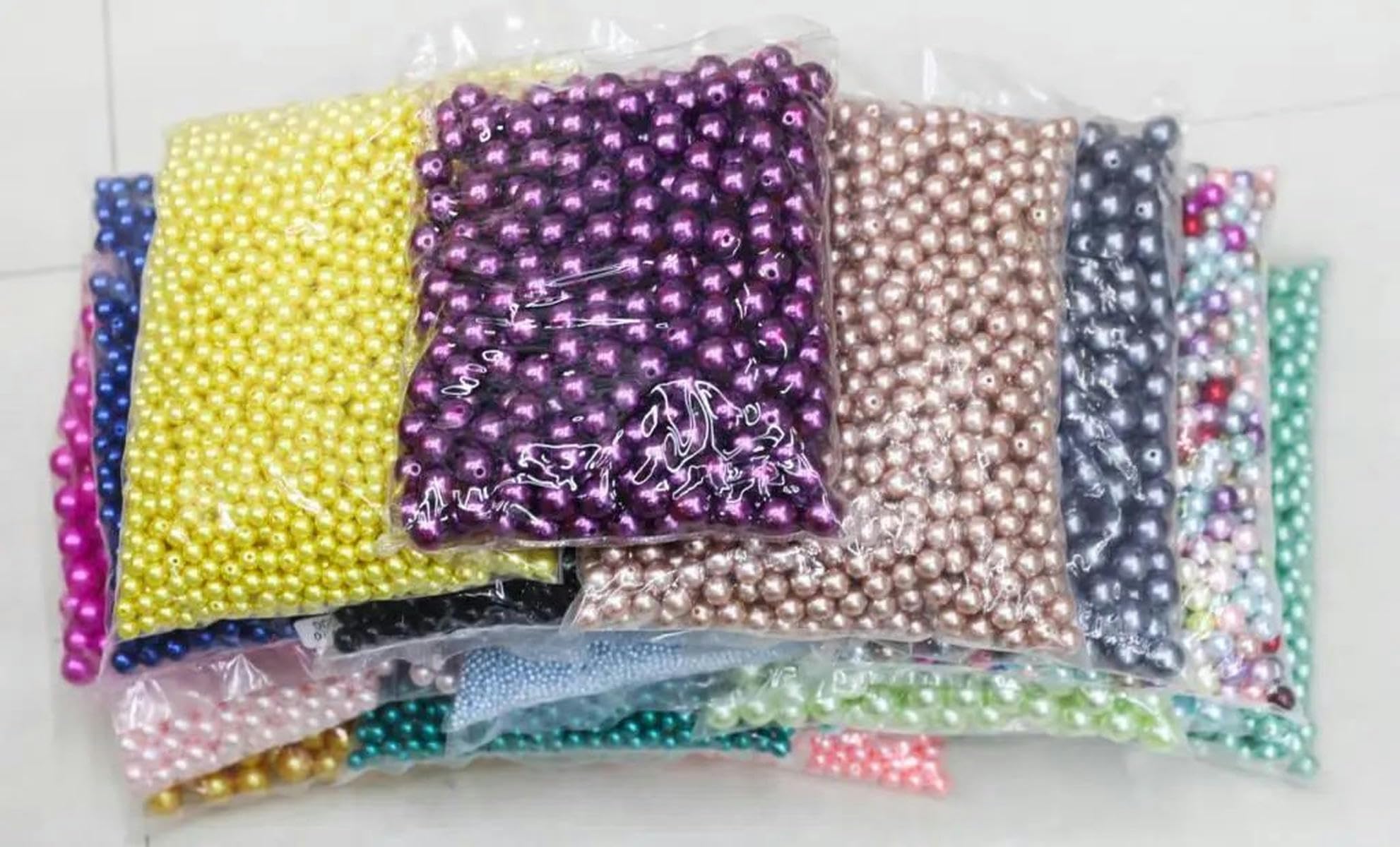 500 gramos 3/4/6/8/10/12 MM Multicolor con agujero Cuentas de perlas de imitación acrílicas Cuentas redondas sueltas para accesorios de fabricación de joyas-Café claro-4 mm 500 gramos