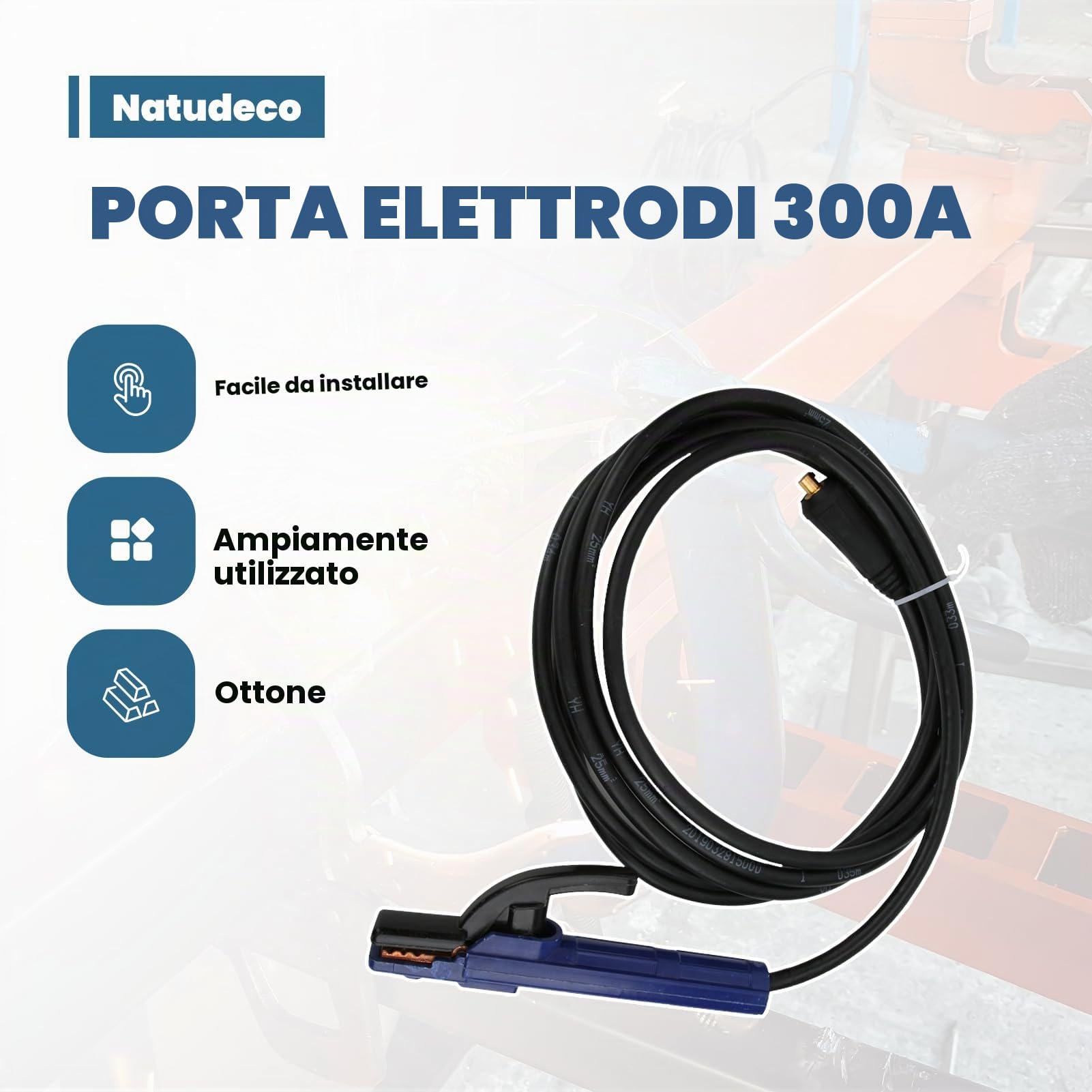 Portaelettrodo 300a, Morsetto Per Asta di Saldatura con Cavo da 25 Mm² 4 M Porta Elettrodo Per Saldatore MMa ARC Per Professionisti della Saldatura Appassionati di Fai-da-te E Lavori