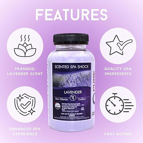 Miniatura 3 de Lavender Aromatherapy Spa Shock para jacuzzis y spas  Tratamiento de choque oxidante sin cloro para jacuzzis  Compatible con tabletas de bromo y
