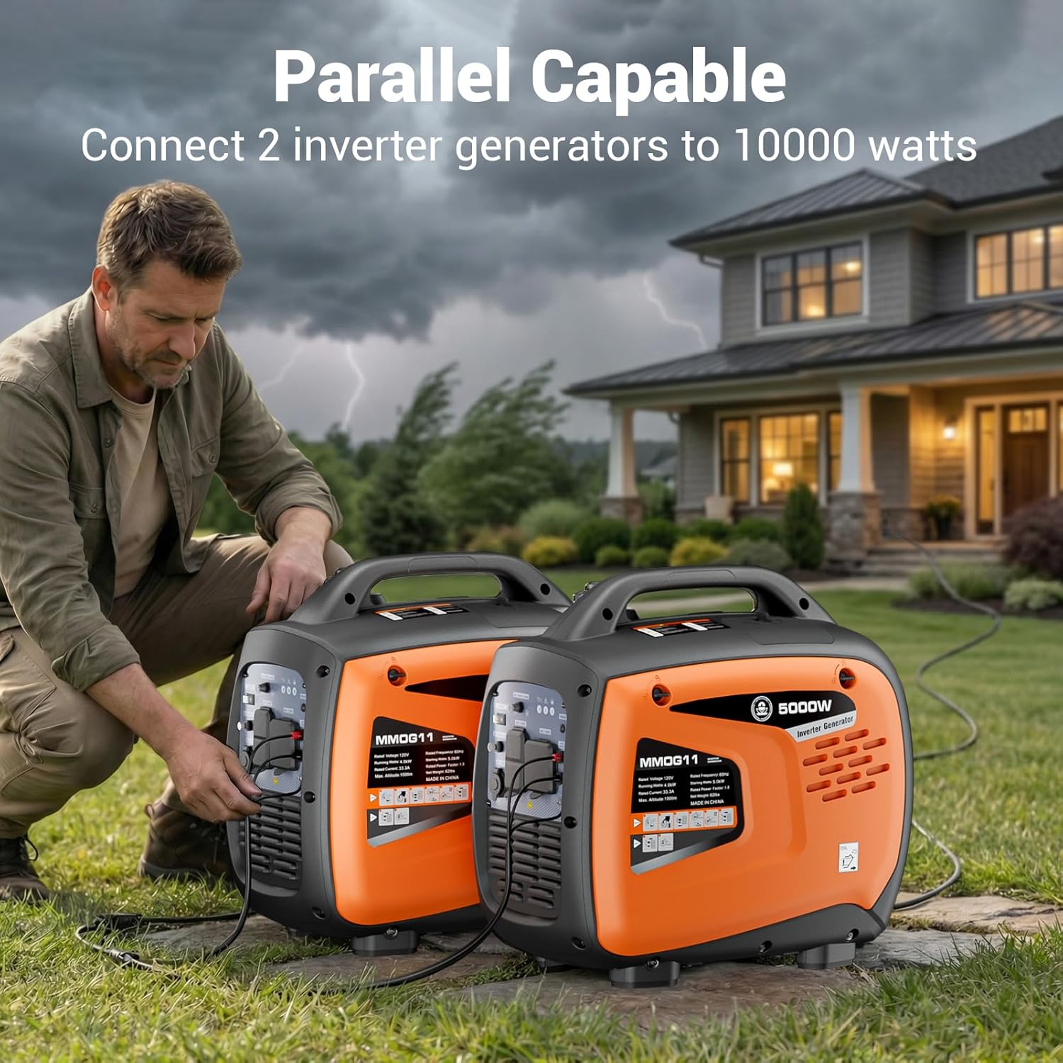 5000W Portable Inverter Generator for Home Emergency Backup Power, Super Quiet Small Gas Powered Generator for Camping, RV, Outdoor, Jobsite with ECO Mode, Parallel Capable, EPA Compliant