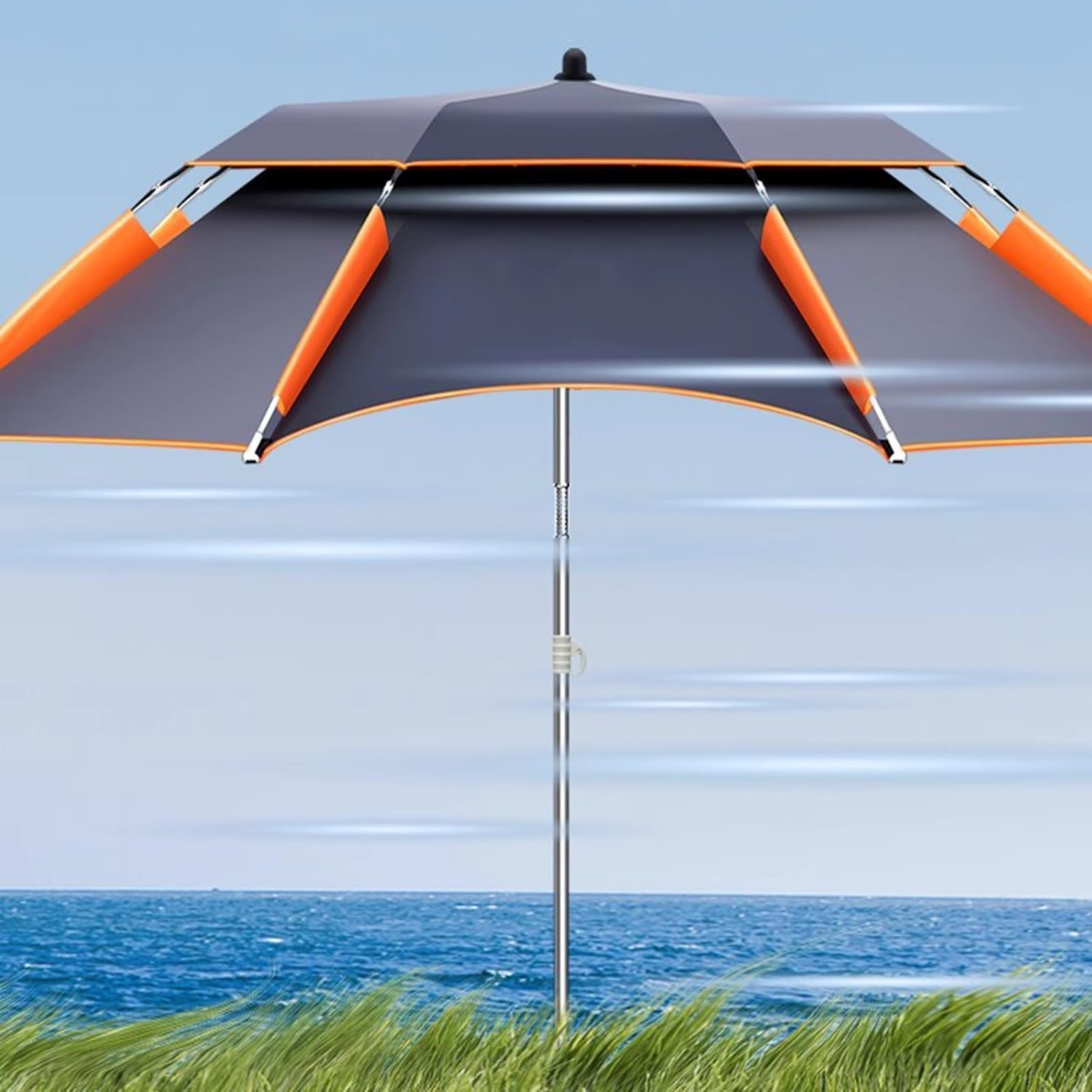 Obrót o 360° Parasol Wędkarski, Przenośny Parasol Zewnętrzny, Aluminiowy Parasol Plażowy do Basenu Ogrodowego