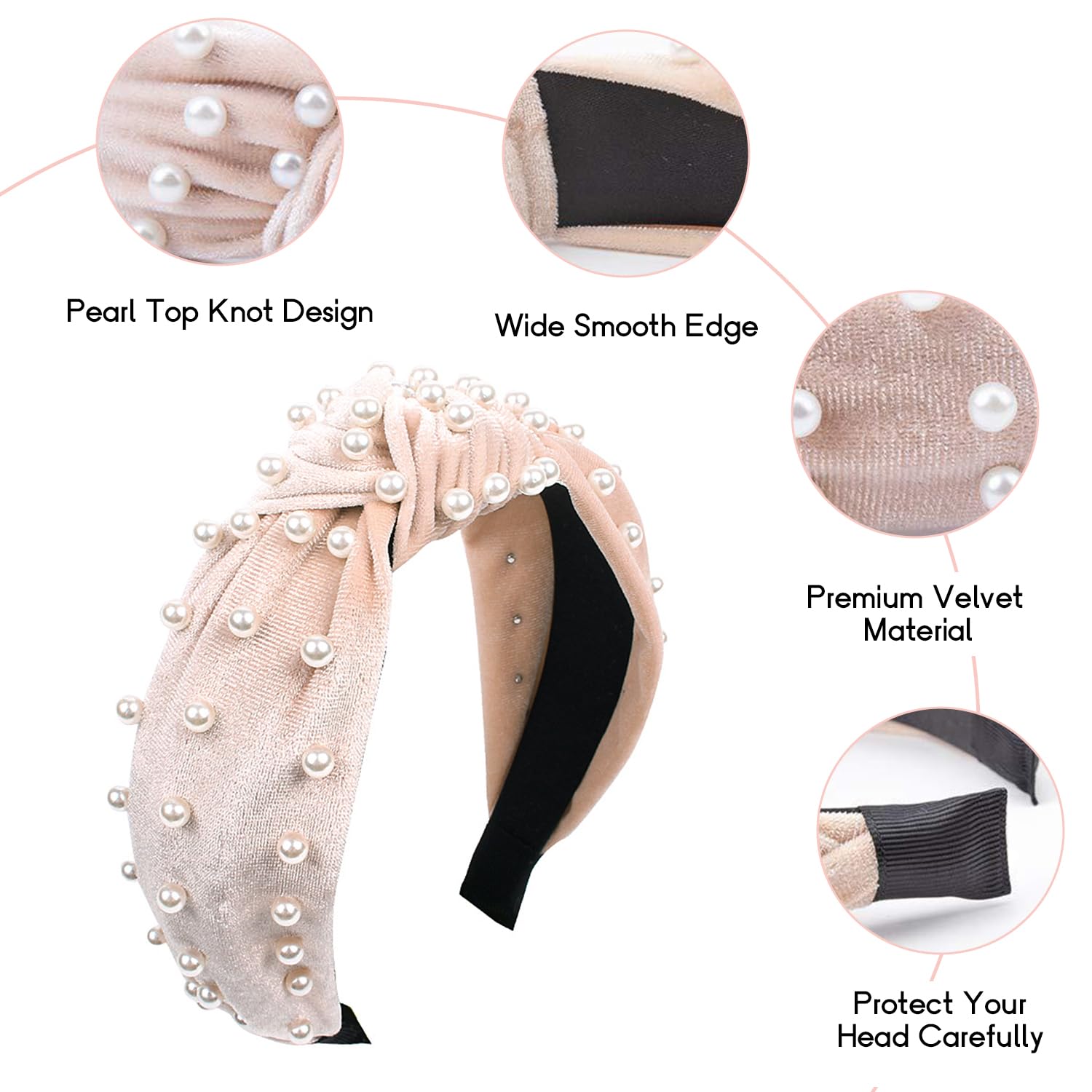 Headbands for Women Pearl Leopard Knotted Elastic Hair Bands Twisted Headwrap Ear Wide Hoops Accessories for Girls Adult Women Cute Knot Head Band 6 Packs (B - Image 2