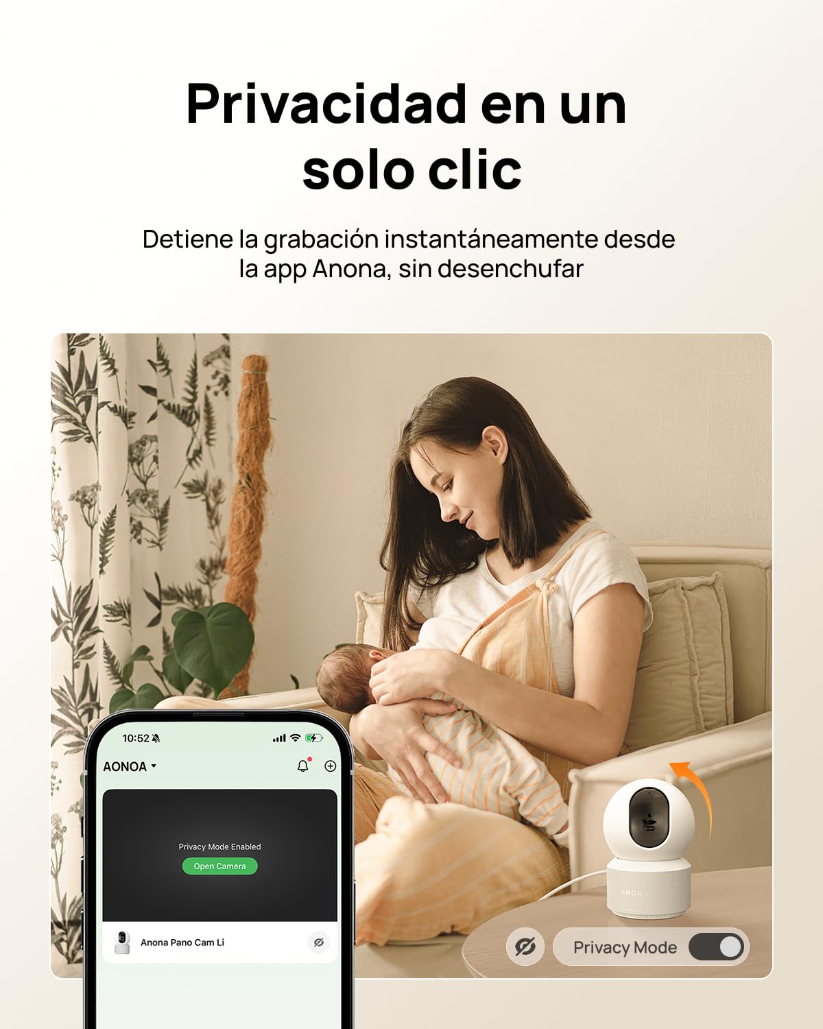 Anona Pano 4K Cámara Vigilancia WiFi Interior 360°, 8MP Detección de Perros